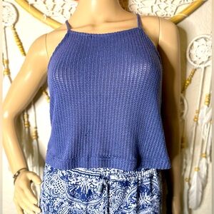 Boho Crochet Sheer Halter Crop Top